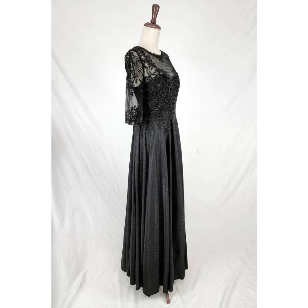 Chicas J006 Missy Maxi Dress Women L Blue Sparkly 3/4 Sleeve Formal Gown NWT - Picture 12 of 16